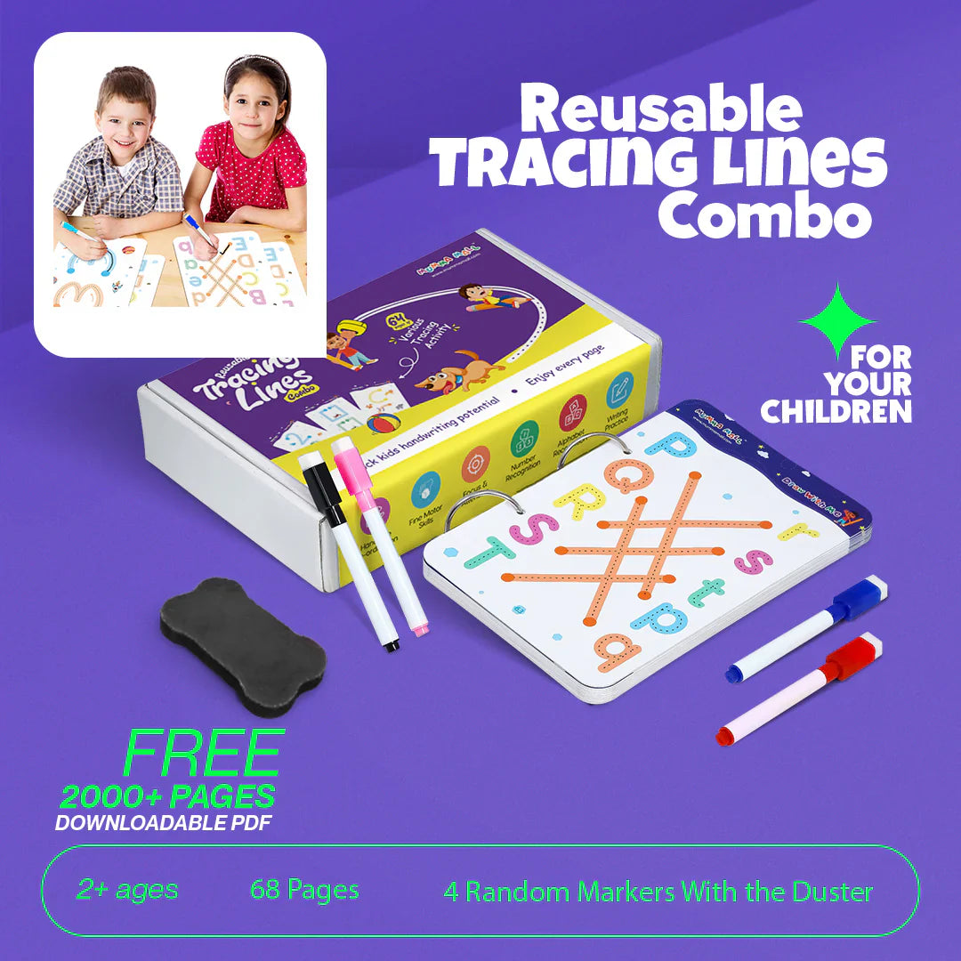 New Reusable Tracing Line Book with Marker & Duster